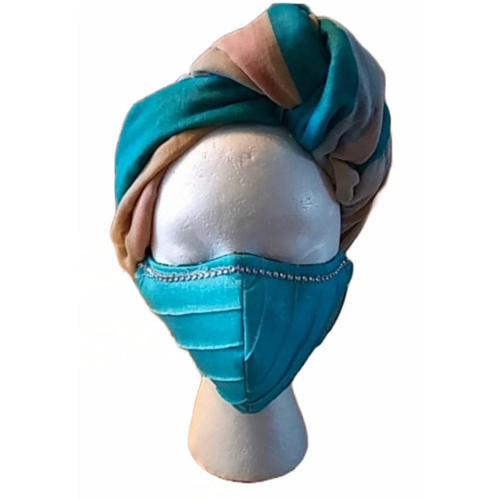 WOMEN’S “OCEAN WAVE” BLUE WITH RHINESTONE MASK